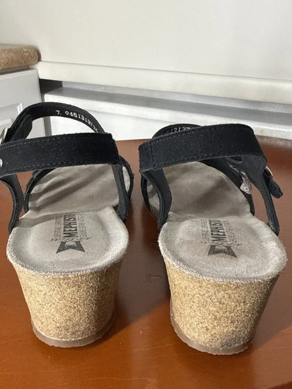 Mephisto Matilde Sandal Womens size 41/ 9.5-10 Black Wedge Heel Comfortable $279